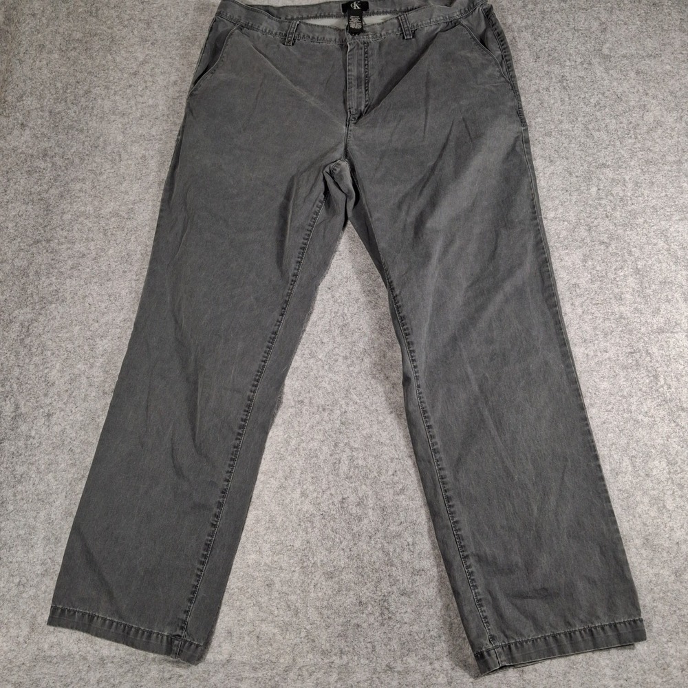 Calvin Klein Chino Pants Mens 38x32 Gray Straight Leg Cotton Casual